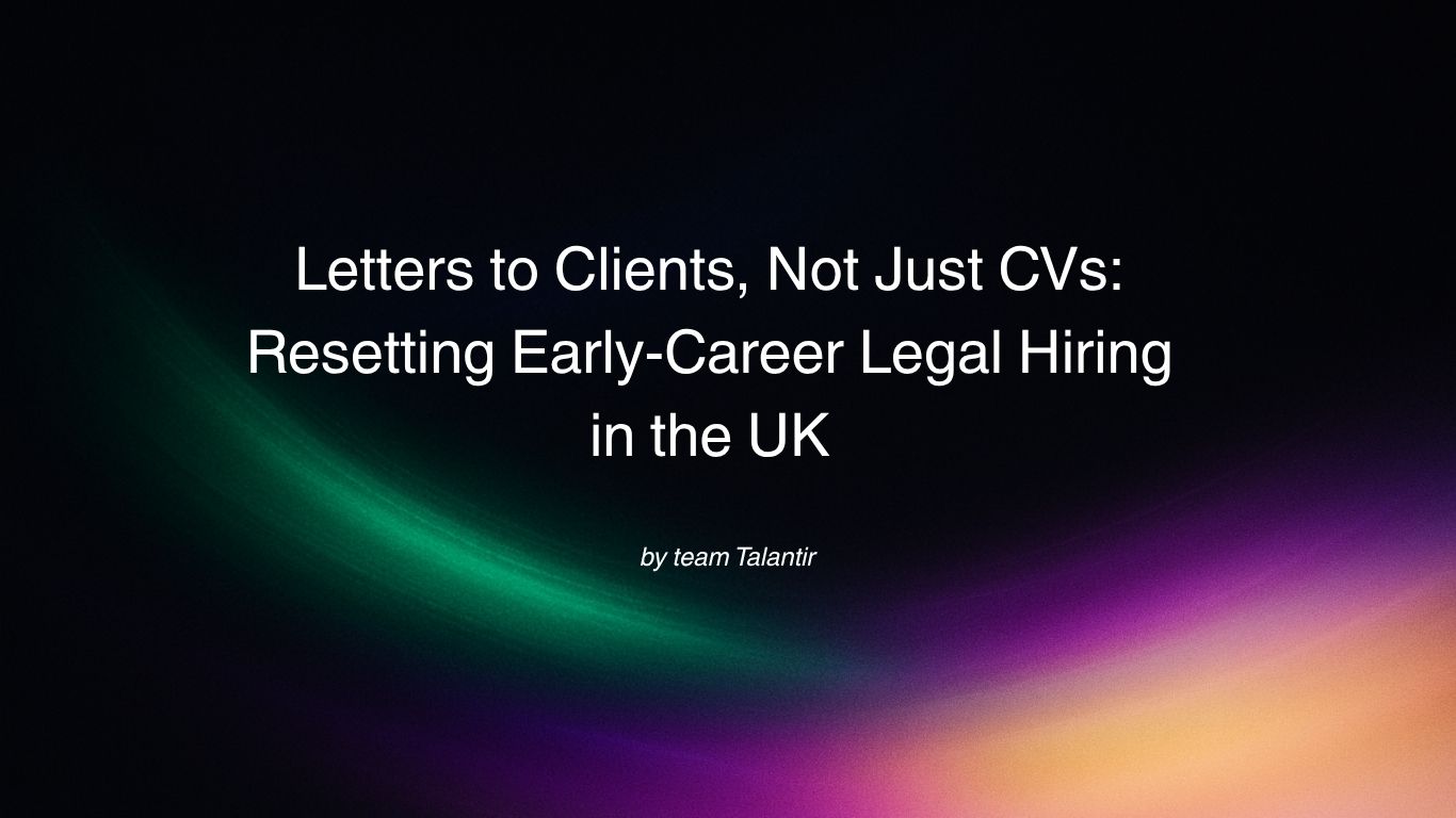 Letters to Clients, Not Just CVs: Resetting Early-Career Legal Hiring in the UK